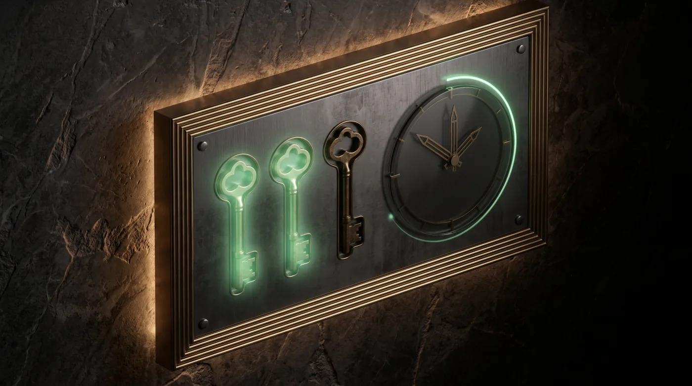 Three keys and a timelock dial